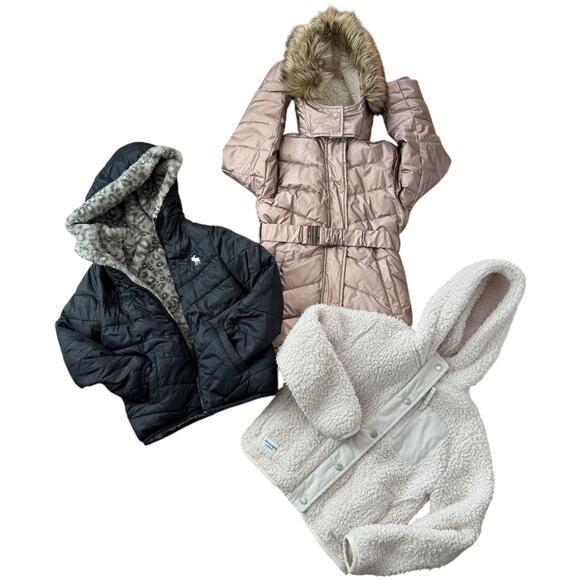 Abercrombie & Fitch parka coat sherpa bundle of 3 age 7-8 years - Picture 1 of 16